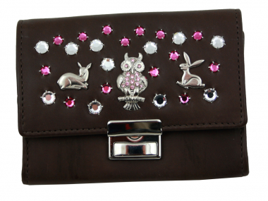 WESTERN-SPEICHER Geldbörse Portemonnaie Leder Strass  Swarovski Elements Kati 172b