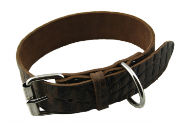 Hundehalsband Leder  Braun Halsumfang 37-47cm Breite 4cm Indi09